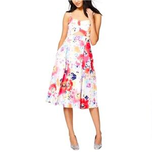 Rachel Roy Colorful fit and flare cut out midi dress​